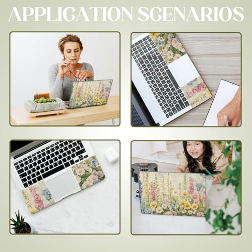 SUPERDANT Laptop Skin Sticker Watercolor Flower Laptop Decals Personalized Universal Notebook Computer Wrap Vinyl Skin Stickers Cover Art Decal Removable 12-15.6 Inch Waterproof Scratch-Resistant Gift
