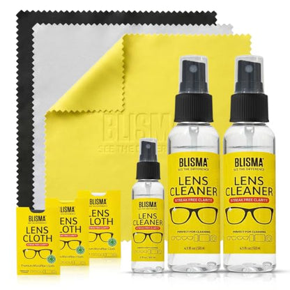 Crystal Clear Eyeglass Lens Cleaner Spray Kit | 2 × 4.1 Fl Oz + 1 × 2 Fl Oz + 3 Microfiber Cloths | See Crystal Clear | Glasses, Sunglasses & Optical Lenses | Pack of 6