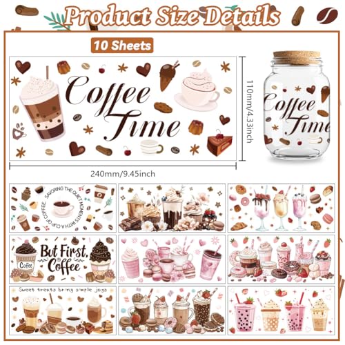 UV DTF Cup Wraps Transfer Stickers Drinks Pattern, 10 Sheets Waterproof Custom Vinyl Transfer Sticker 16oz Coffee Glass Cup Tumbler Bottle Mug Decals for Men Women | Waterproof UV DTF Stickers, Custom Vinyl Decals for 16oz Coffee Cups Tumblers Bottles Mug