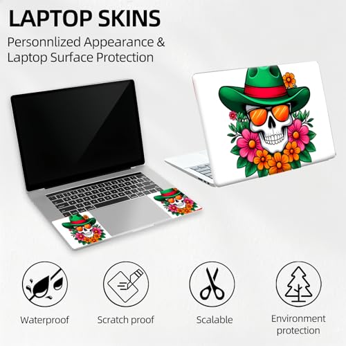 Beach Party Skull Sunglasses Universal Laptop Skin Sticker 3PCS, Protective Decal Trim-to-Fit 11.6" 13.3" 14" 15.6" Laptop Vinyl Cover, Removable Anti-Scratch Computer Decal Protector - color: Beach Party Skull Sunglasses