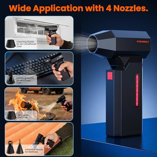 Compressed Air Duster, 130000RPM Electric Air Duster with Brushless Motor, 5 Gear Adiustable Cordless Air Blower, Rechargeable Mini Blower for PC, Keyboard, Home Cleaning, Outdoor and Car