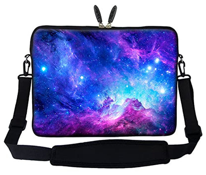 Meffort Inc 15 15.6 inch Neoprene Laptop Sleeve Bag Carrying Case with Hidden Handle and Adjustable Shoulder Strap - Galaxy - color: Galaxy