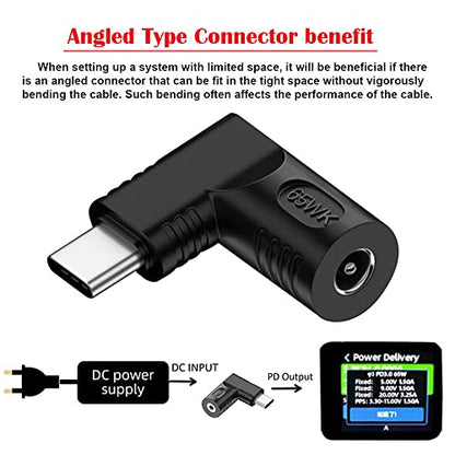 DC Jack 4.0x1.7mm Input to USB-C Type-C Angled 90 Degree Power Plug Charge Adapter for Laptop Phone - style: 4.0x1.7mm