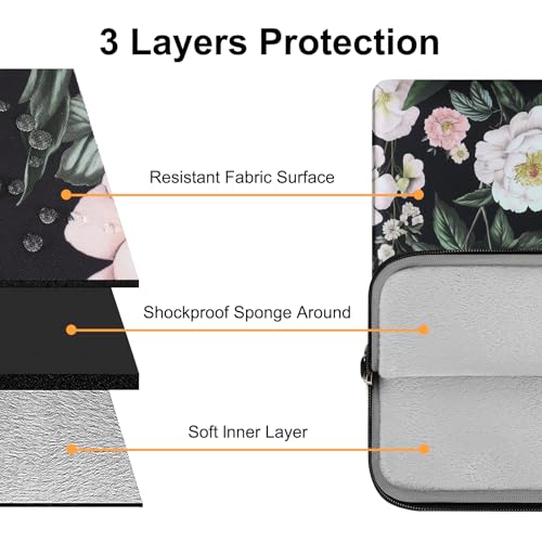 MOSISO Laptop Bag for Women, 15.6 inch Computer Bags | Compatible with MacBook Pro 16 inch, HP, Dell, Asus, 15-15.6 inch Laptop Messenger Shoulder Sleeve with Strap, Gorgeous Peony