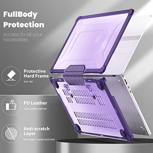 MEEgoodo Case for MacBook Air 15 inch 2026 2025 2024 2023, Case Fit Model (A3448/A3241/A3114/A2941) with M5/M4/M3/M2 Chip, Laptop Hard Shell with Heavy Duty Rugged Shockproof, Purple XK - color: Purple XK
