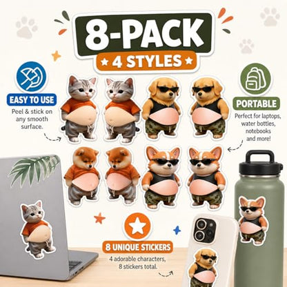 8 Pack Cute Puppy Silicone Squishy Stickers, 3D Self Adhesive Anti-Collision Bumper Pads, Soft Decorative Protector Pads for Laptop, Phone, Notebook, Water Bottle, Car