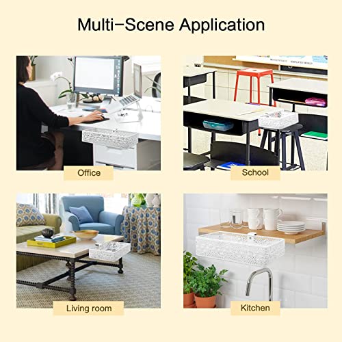 Under Desk Drawer, Clamp on Desk Organizer Under Table Hanging Desk Storage | 2PCS under desk organizer: clamp on desk drawer, under desk basket, hanging desk storage, clamp on undertable shelf, no-drill - size: White 2 Pack