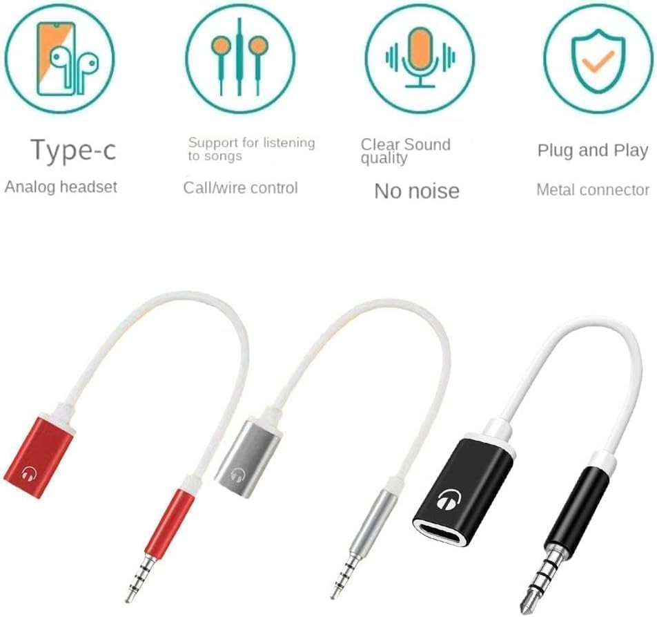 USB C to 3.5mm Analog Audio Adapter, Pure Analog Signal Headphone Converter with Noise Cancellation for Type-C Devices (Pink)