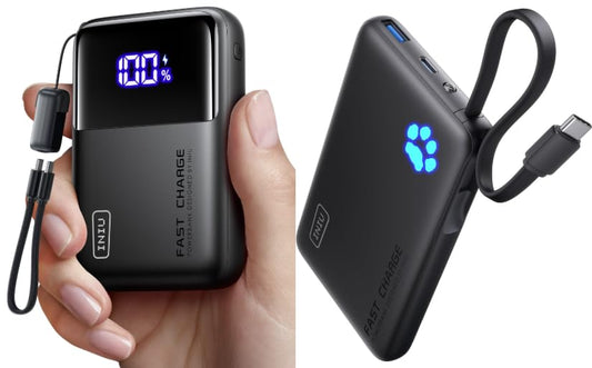 INIU 20000mAh 65W Power Bank + 45W Portable Charger with Built-in USB C Cable