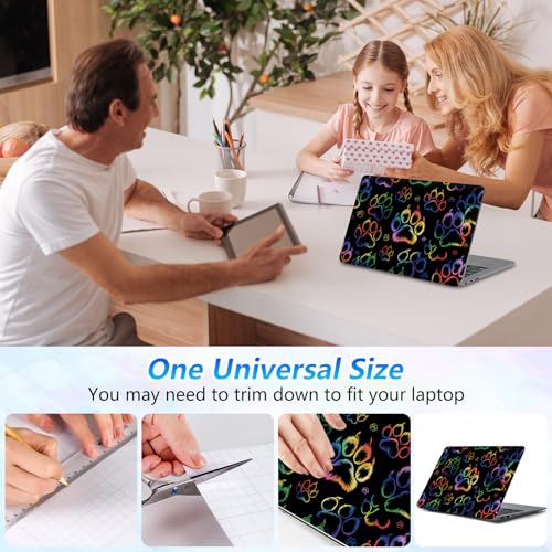 Universal Laptop Skin Sticker Decal with 2 Wrist Pad Skins, Waterproof Scratch Vinyl Cover for 11–15.6 Inch MacBook, HP, Dell, Lenovo, Cutable & Reusable,Rainbow Paw Print - color: Rainbow Paw Print