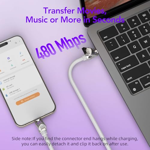 MFish 240W 4-in-1 Charging Cable with Carrying Case, 6.6FT Fast Charger USB-A & USB-C to USB-C/Lightning, for iPhone 17/16/15/14, MacBook, iPad, Samsung S25/S24 (White, 6.6Ft) - color: White, size: 6.6Ft