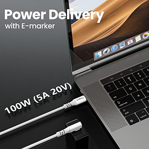 Fasgear USB C 3.2 Gen 2x2 Cable, 6ft, Grey | Right Angle, 20Gbps, 4K Video, 100W Charging, Compatible with Mac-book Pro, i-Pad Pro, Laptops, Monitors, Switch - color: Grey, size: 6 ft