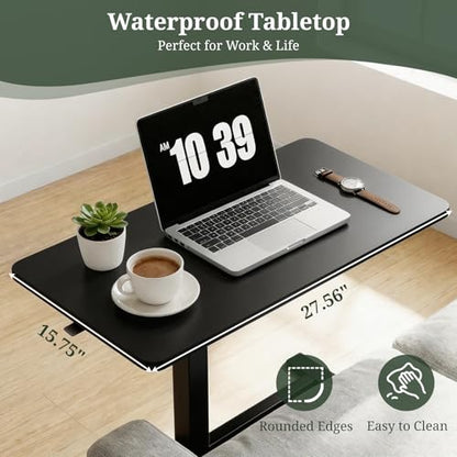 Mobile Standing Desk, Height Adjustable Laptop Desk with Hidden Casters | Stable Steel Frame, Smooth Lift Mechanism, Lockable Casters, Easy Assembly, Ideal for Home, Office & Dorm, Black - color: Black, style: Height Adjustable