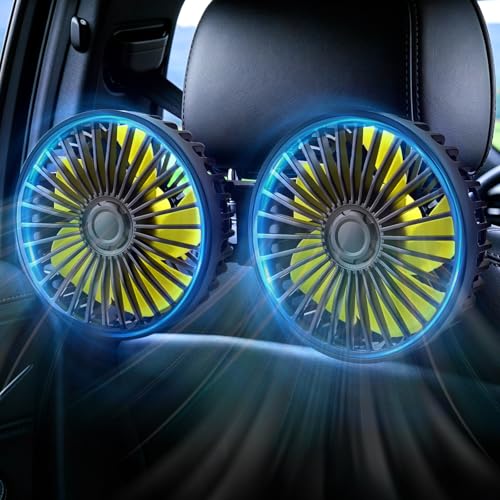 XOOL Car Fan for Backseat Kids, Dual Head USB Car Cooling Fans - 3 Speeds 360° Rotatable Rear Headrest Fans, 5V/2A Powerful Electric Air Circulation Fan for Vehicles SUV RV - size: USB Dual Fan - Back (Three Speeds)