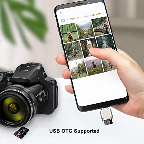 Micro SD Card Reader, USB C to SD Card Reader, Type C TF Memory Card Reader with USB C to USB Adapter, Mepsies USB OTG Card Reader Compatible with iPhone 17/16/15, Galaxy Phones, iPad, MacBook, Laptop