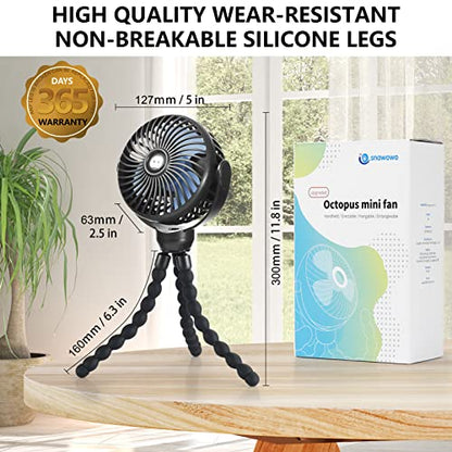 snawowo Mini Portable Baby stroller Fan,Mini Handheld Portable Fan Black | Battery Operated 360° Rotate Flexible Tripod Rechargeable Clip On for Car Seat Crib Bike Treadmill Travel Camping - color: U-Black