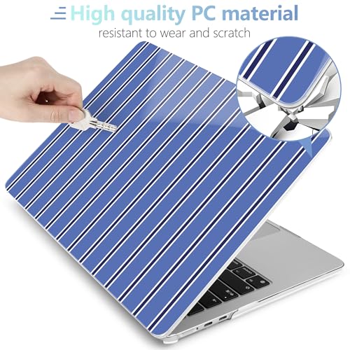 MEEgoodo for M5/M4/M3/M2 MacBook Air 15 inch Case 2026 2025 2024 2023, Case Fit Model (A3448/A3241/A3114/A2941) for MacBook Air 15.3 inch, Blue and White Stripes - color: Blue And White Stripes
