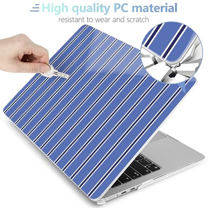MEEgoodo for M5/M4/M3/M2 MacBook Air 15 inch Case 2026 2025 2024 2023, Case Fit Model (A3448/A3241/A3114/A2941) for MacBook Air 15.3 inch, Blue and White Stripes - color: Blue And White Stripes