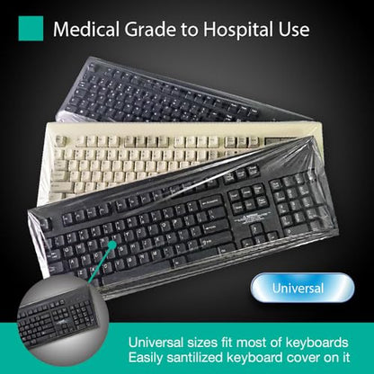 Universal KeyboardCap. Fully Covered Flat Style 0.025mm Waterproof Anti-Dust Desktop Keyboard Cover with Numeric Hospital/Dentist Use (0.025mm [100 Pack]_2) - size: 0.025mm [100 Pack]_2