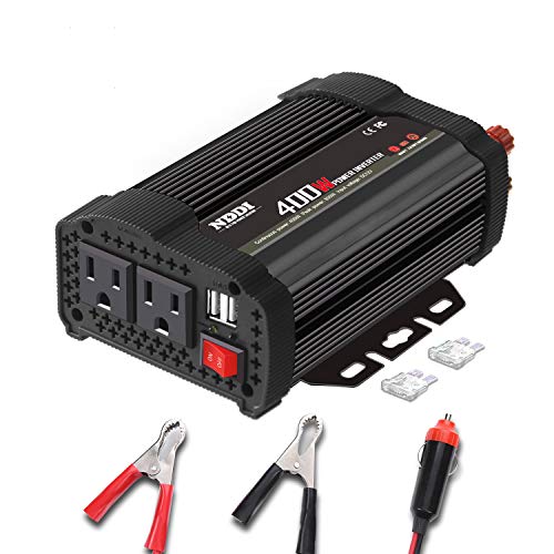 400W Power Inverter,DC 12v to AC 110v Car Inverter Converter | 3.1A Dual USB Charging Ports,Suitable For Laptops, Portable Power Converters, Camping, Road Travel Essentials, Black - size: 400W-B