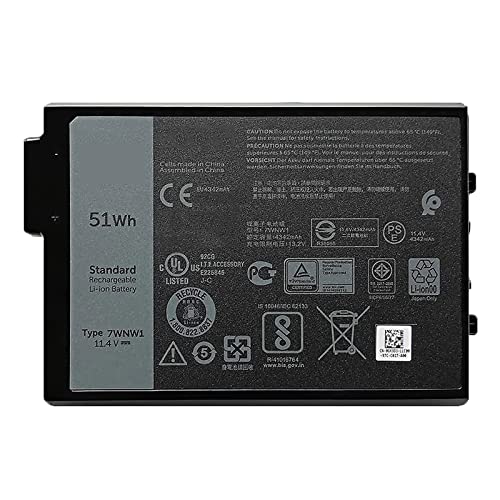 7WNW1 51Wh 6-cell Laptop Battery Compatible with Dell Latitude 5424 5420 Rugged Extreme P85G P86G P137G P137G001 P137G002 P85G001 P86G001 Series DMF8C GK3D3 6NNCF DP3KF DMF0C 07WNW1 451-BCHV 11.4V - size: 5.05*3.42*0.60 inch 7WNW1