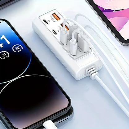8-in-1 USB Hub Compatible for Tablets & Smartphones, High-Speed Multi-Port Docking Station with Stable Power Supply, USB- External Device Hub Suitable for Laptops, Desktop Computers, Tablets (White) - color: White