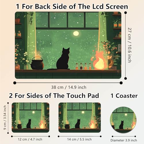 Laptop Skin Sticker Decal 15.6 Inch,12 13 13.3 14 15 15.6 in Laptop Netbook Skins for Notebook,Art Decal Removable Waterproof Scratch Resistant,Universal Vinyl Cover,Cat Green Window - color: Cat Green Window
