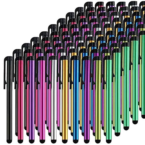 Stylus Pens for Touch Screens, 100 Pieces Universal Colorful Long Metal Stylists Pack for iPad, iPhone, Android, Galaxy, Chrome Book, Tablets, Assorted Colors All Devices - 4" - color: Multi Color, size: Pack of 100