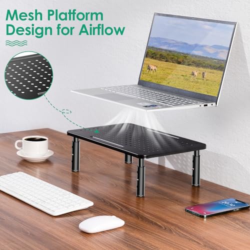 La Jaco Monitor Stand Risers for 2 Monitors, 3 Height Adjustable Monitor Stand with Pen Holder, Dual Monitor Riser Laptop Riser for Office, Home, School Supplies, 2 Pack, Black