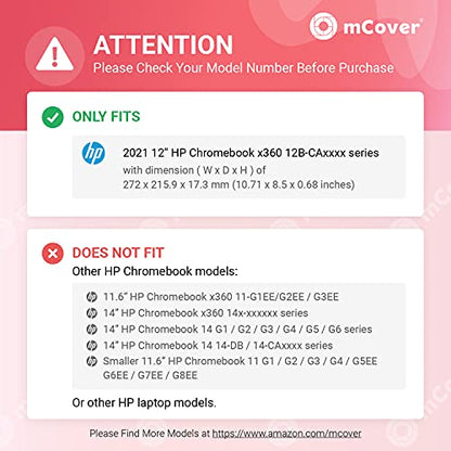 mCover Hard Shell Case Compatible with 2021 12" HP Chromebook x360 12B-CAxxxx Series laptops (NOT Compatible with Other HP Chromebook & Windows laptops) (Clear) - color: Clear