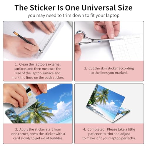 15.6 Inch Laptop Skin Sticker, Reusable Vinyl Cover Protector with 2 Wrist Pad Skins, Removable Waterproof Scratch-Resistant for 12-15.6 Inch Laptop Notebook,White Sandy Beach - color: White Sandy Beach