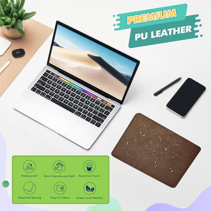 PU Leather Mouse Pad with Stitched Edge, Micro-Fiber Base, Non-Slip Waterproof, 8x11Inch (Dark Caramel Brown) - color: Dark Caramel Brown, size: 8L x 11W inches