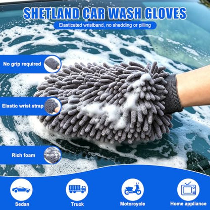 6-Pack Car Cleaning Kit – Microfiber Cloth, Mitt & Sponge Set | 2 Car Sponges, 2 Drying Towels, 2 Scratch-Free Wash Mitts, Highly Absorbent, for Car Detailing, Windows & Home Use - color: 6 Pack
