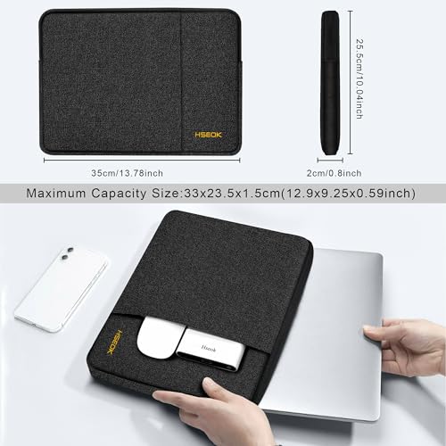 Hseok Laptop Case 13.3 14 inch Sleeve, Rainproof & Shockproof Carrying Case Compatible with MacBook Pro/Neo 14 M5/M4/M3/M2/M1,13.3 MacBook Air/Pro,XPS 14 and Most 13"-14" Notebook Tablet,Black - color: Black