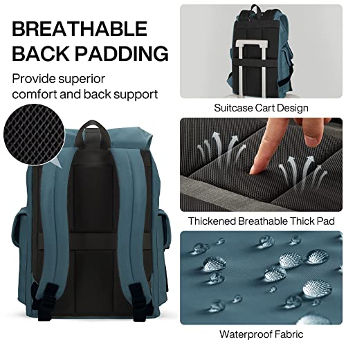 mixi Travel Laptop Backpack for Women & Men Carry On Backpack fits 16'' Laptop, Waterproof Lightweight Casual Weekender Bags Rucksack,17 Inch, Abyssal Green - color: Abyssal Green