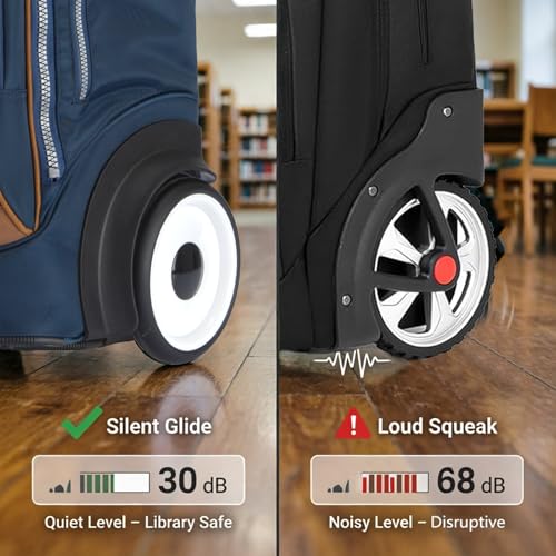 Rolling Laptop Bag with Quiet Wheels for 15.6 Inch Laptop, 6inch Large Wheel Roller Bag,Backpack with Wheels, Wheeled Computer Bag, T5- Blue - color: T5- Blue