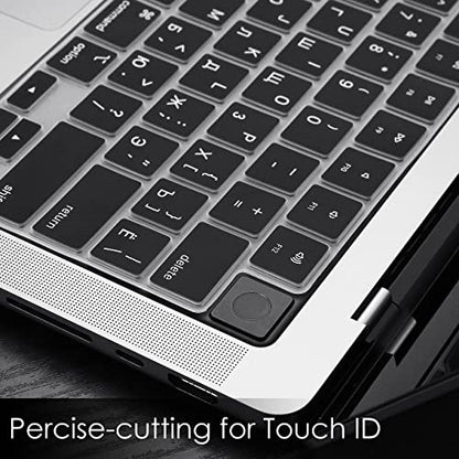 ProElife Russian Keyboard Cover for MacBook Air 13/15'' & Pro 14/16'' M5 M4 | U.S. Layout, Non-interference Design for ID Key, Dust-Proof, Silicone Protective Skin, Precision-Molded, Washable & Reusable