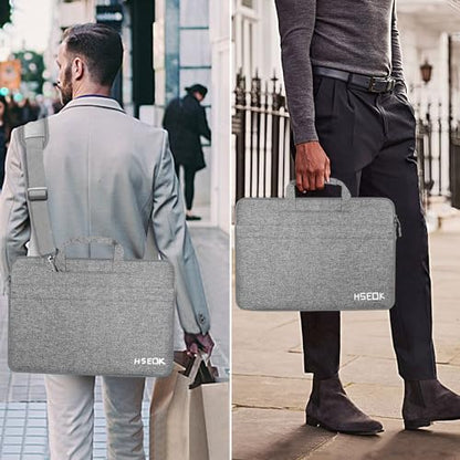 Hseok Laptop Shoulder Bag 15 15.6 16 Inch Briefcase,Compatible MacBook Pro/Neo 16",MacBook Air/Pro 15,XPS 15/16 and most 15.6-16 and Most 15-16 Notebooks,Spill-Resistant Handbag,Dark Gray & Gray - color: Dark Gray & Gray, size: 15-16 inch