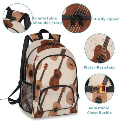 Guitar Musician Large Backpack for Women and Men Waterproof Travel Laptop Backpack Lightweight Business Work Daypack Fits 17 Inch Computer - color: Multicolor 1