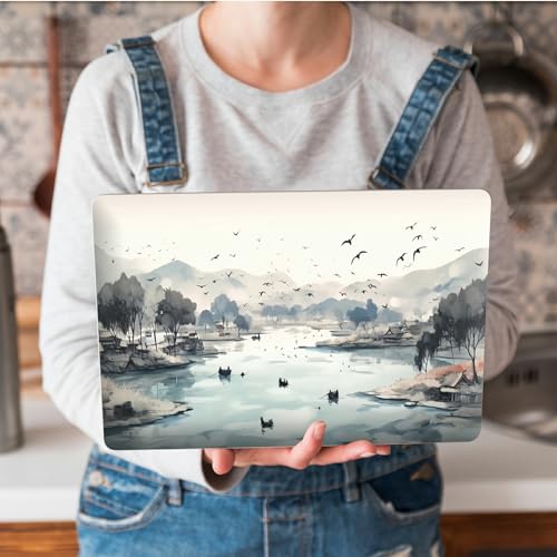 Universal Laptop Skin Sticker with 2 Wrist Pad Skins, Waterproof Scratch Resistant Vinyl Laptop Cover Decal, Cut to Fit for 11–15.6 Inch MacBook HP Dell Lenovo, Chinese Pastoral Painting - color: Chinese Pastoral Painting