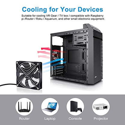 2 Packs Wathai 120mm x 25mm USB Fan with Speed Controller for Computer Receiver AV cabint Game Console PC Laptop TV Box Projector Router Cooling - size: 120x25mm (5V)