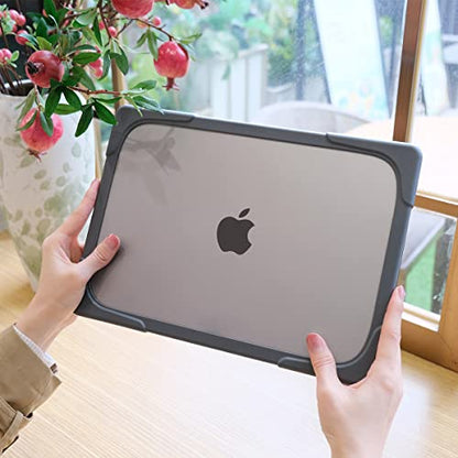 Batianda Foldable Stand Heavy Duty Case for MacBook Air 13.6 inch, Gray | Fits M5 M4 M3 M2 Chip 2026-2022 Model, Ergonomic Stand Holds 22 lbs, Shockproof Bumper, with Keyboard Cover Screen Protector - color: Grey