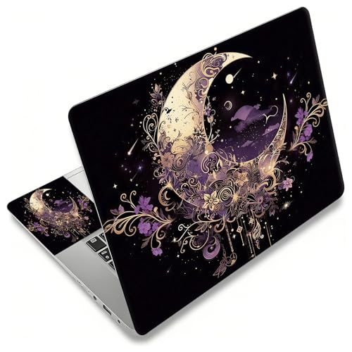 Laptop Skin Sticker Decal, Universal Reusable Vinyl Laptop Cover for 12" 13" 13.3" 14" 15" 15.4" 15.6" Notebook PC, Waterproof Scratch-Resistant with 2 Wrist Pads, Easy to Apply & Remove,Art Moon - color: Art Moon