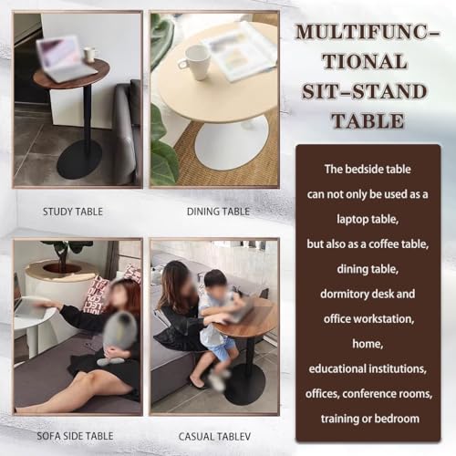 Large Creative Oval Laptop Table, Household Simple Standing Table, Height Adjustable Sofa Desk, Side Desk for Office Home Bedroom Use(Wood Color) - color: Wood Color