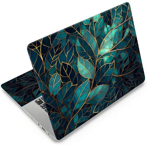 Laptop Skin 12.1-15.6 inch Removable Universal Reusable Laptop Sticker Decal,Waterproof No Residue Vinyl Cover,Scratch-Resistant Cuttable Full Wrap Sticker for Notebook, Dark Green Leaf - color: Dark Green Leaf