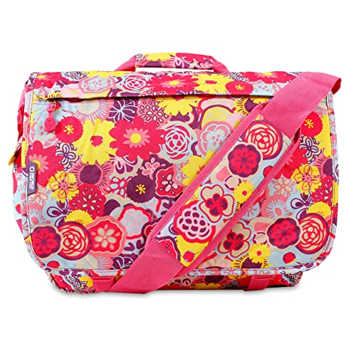 J World New York Thomas Laptop Messenger Bag for Women & Men. Kids Computer Bookbag - color: Poppy Pansy