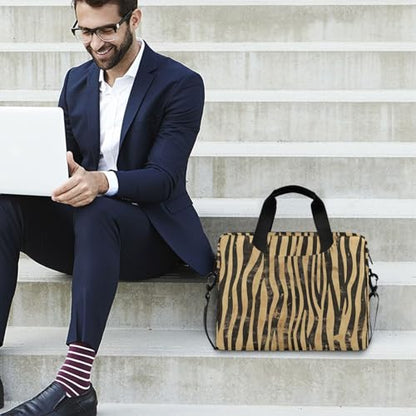 Laptop Carrying Case with Zipper Portable Crossbody Messenger with Handle and Shoulder Strap 15 6 inch Case Zipper Boho Vintage Simplified zebras Stripes