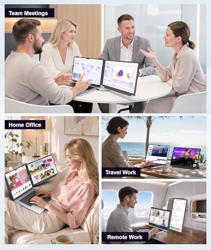 15.6" Laptop Screen Extender, 1080P FHD Detachable Laptop Monitor Extender, One Cable Plug & Play Portable Travel Monitor for 14"-17.3" Laptop Compatible with Wins/Mac/Chrome/Android - size: 15.6" Dual Screen