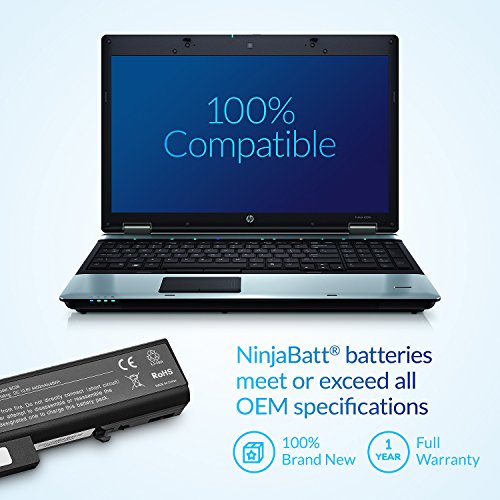 NinjaBatt Battery for HP 8440P 6550B 8440W TD06 486296-001 6540B 6530B | Fits 6440B 6930P 6450B 6735B 6445B 6455B 6545B 6555B 6730B 6535B TD09 593578-001 – 6 cells 4400mAh 48Wh 10.8V - size: HP TD06