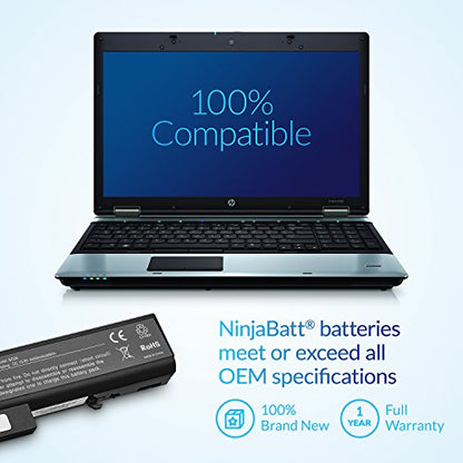 NinjaBatt Battery for HP 8440P 6550B 8440W TD06 486296-001 6540B 6530B | Fits 6440B 6930P 6450B 6735B 6445B 6455B 6545B 6555B 6730B 6535B TD09 593578-001 – 6 cells 4400mAh 48Wh 10.8V - size: HP TD06